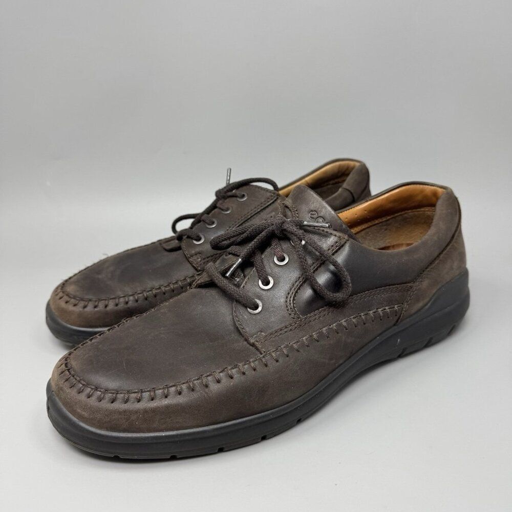 Ecco Seawalker Casual Walking Shoes Brown Leather Mens Size 46 US 12